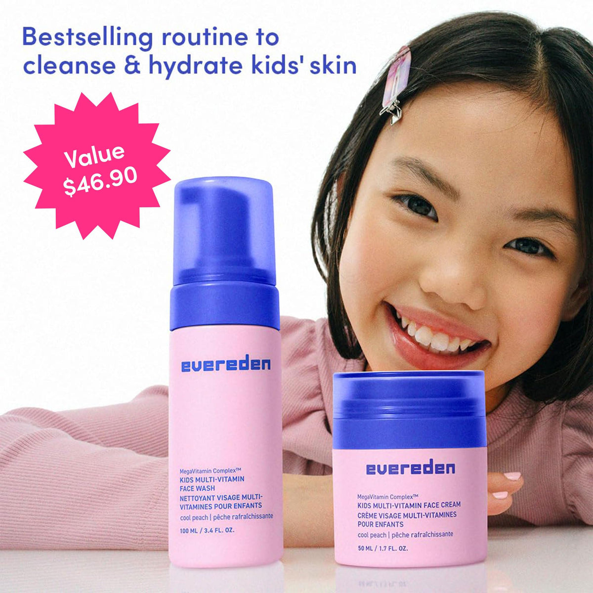 Evereden bottles held in hand for scale, compact family‑friendly sizes and portability benefit