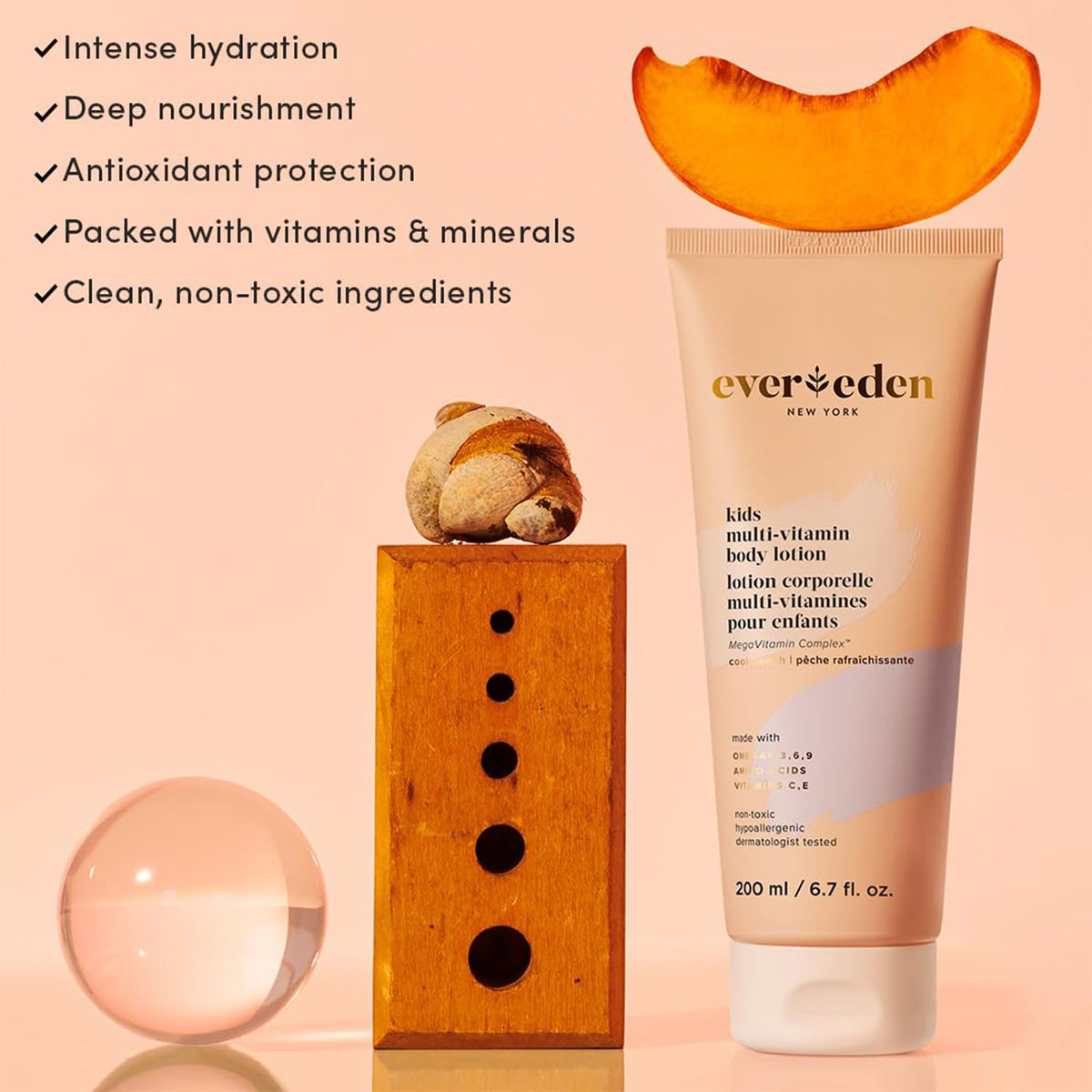 Evereden travel lotion pumped into hand for on-the-go moisture and skin comfort