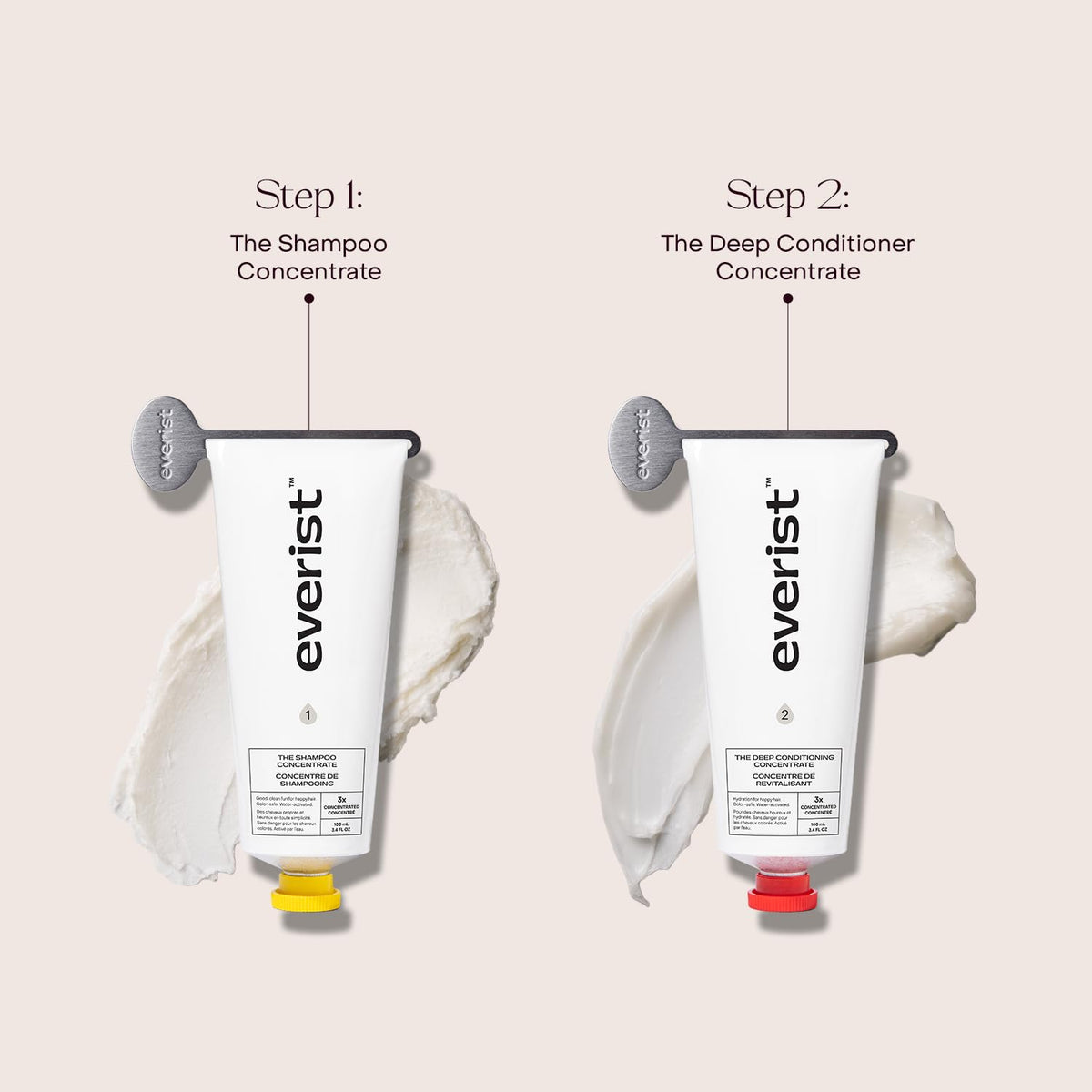 Everist styling shelf with duo showing clean-formula bathroom display