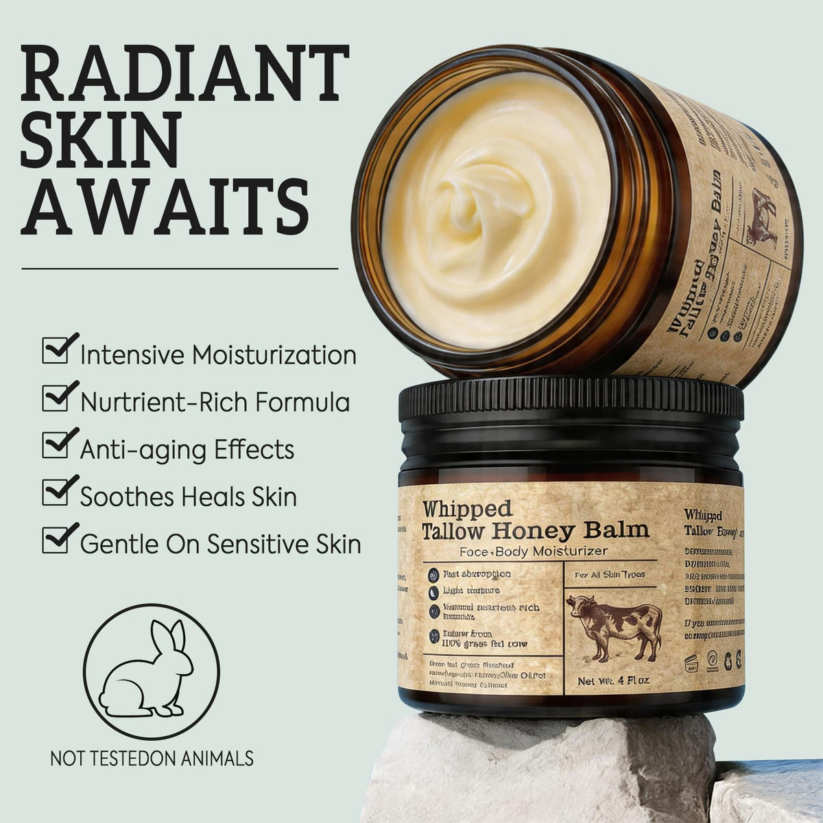 Top label of Evervines jar displaying ingredient list and clean formulation benefits