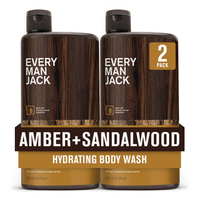 Every Man Jack front packaging showing scent and size benefit: clear product identity