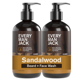 Every Man Jack front packaging showing 6.7 fl oz bottle, clear product branding and sandalwood scent