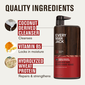 Every Man Jack bottle in shower illustrating convenient single-bottle routine
