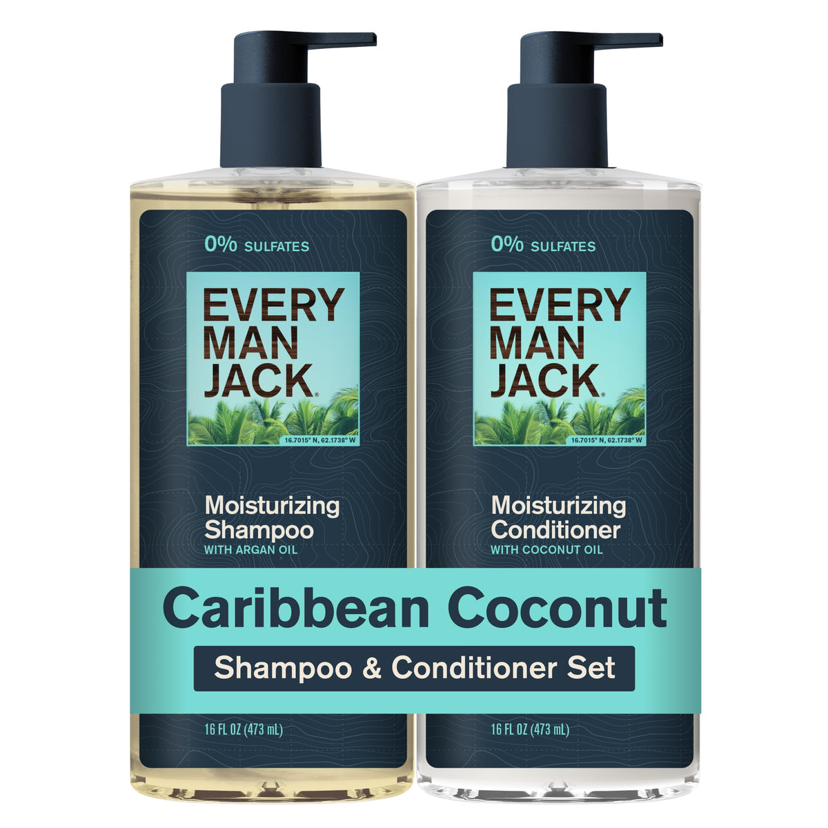 Every Man Jack front packaging showing both bottles and tropical scent benefit