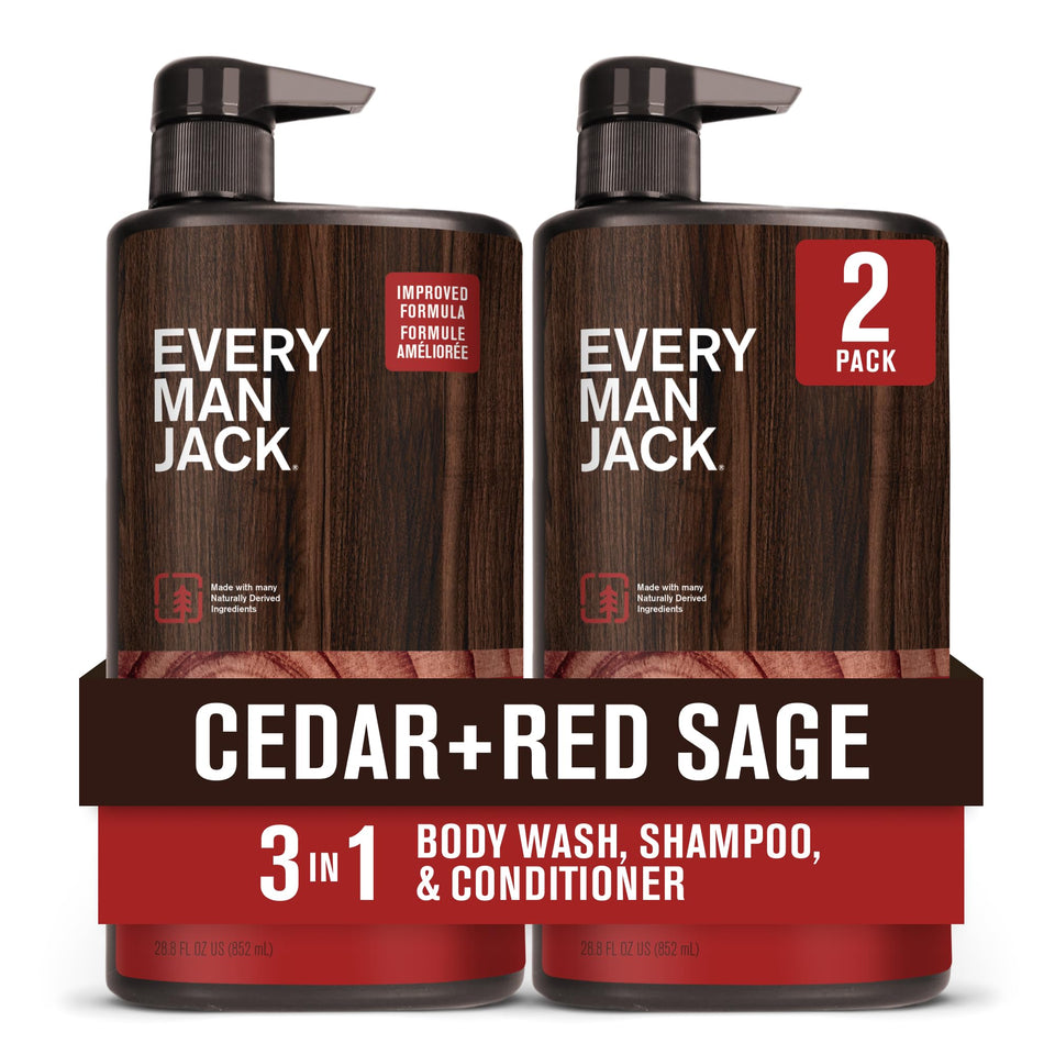 Every Man Jack front packaging showing cedar aroma and benefits