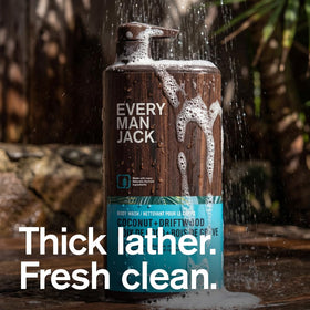 Every Man Jack pump detail enabling easy one-handed dispensing in the shower