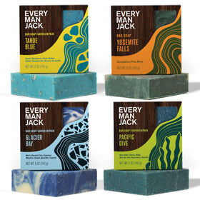 Every Man Jack front packaging showing four cold plunge bars and variety