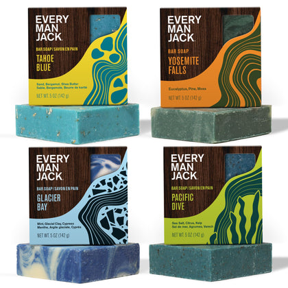 Every Man Jack front packaging showing four cold plunge bars and variety