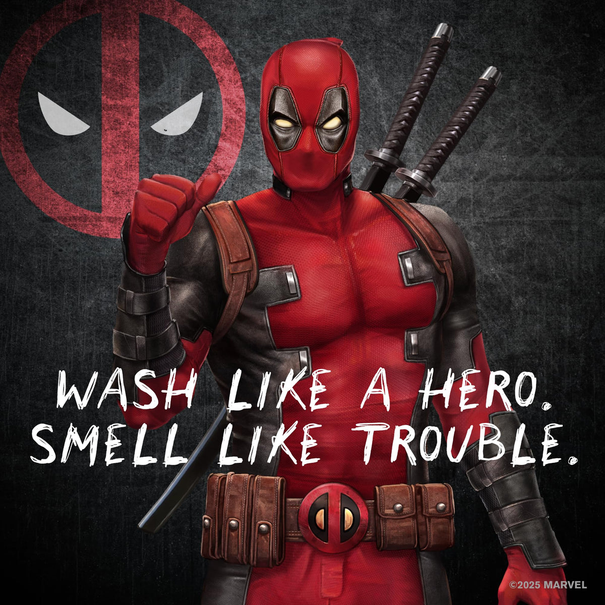 Every Man Jack Deadpool label detail highlighting logo and scent information for recognition