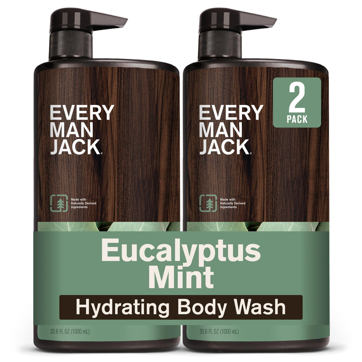 Every Man Jack front packaging showing eucalyptus mint freshness and hydration benefits