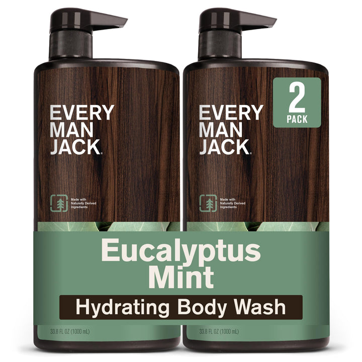 Every Man Jack front packaging showing eucalyptus mint freshness and hydration benefits