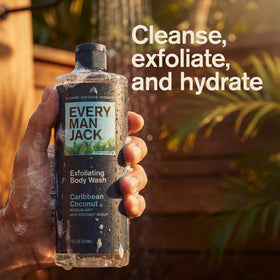 Every Man Jack exfoliant grit closeup showing coconut shell particles benefit