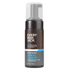 Every Man Jack front packaging showing compact 4 fl oz bottle and pump, convenient for travel