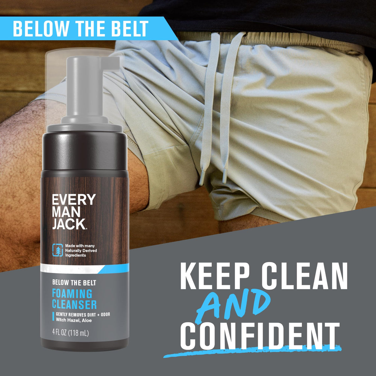 Every Man Jack pump dispensing air-light foam for quick gentle cleansing and easy use