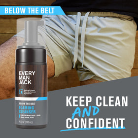 Every Man Jack pump dispensing air-light foam for quick gentle cleansing and easy use