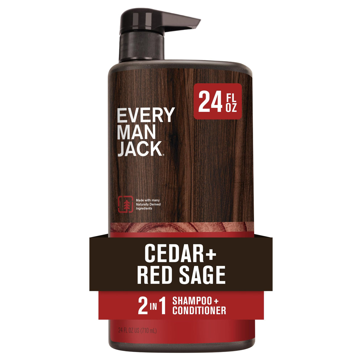 Every Man Jack front bottle showing cedar and red sage scent and easy use