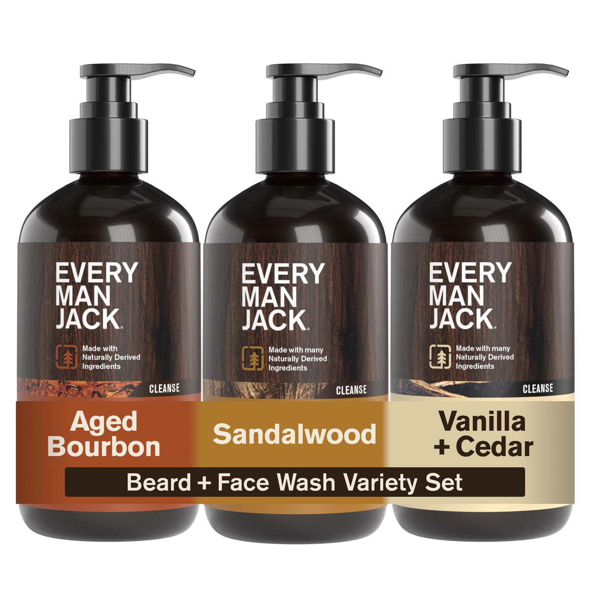Every Man Jack front pack shot showing three bottles and product variety