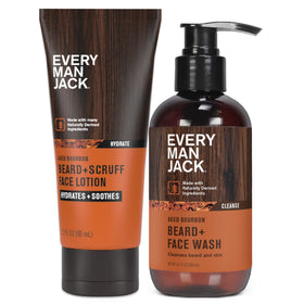 Every Man Jack front packaging showing set and subtle bourbon scent benefit