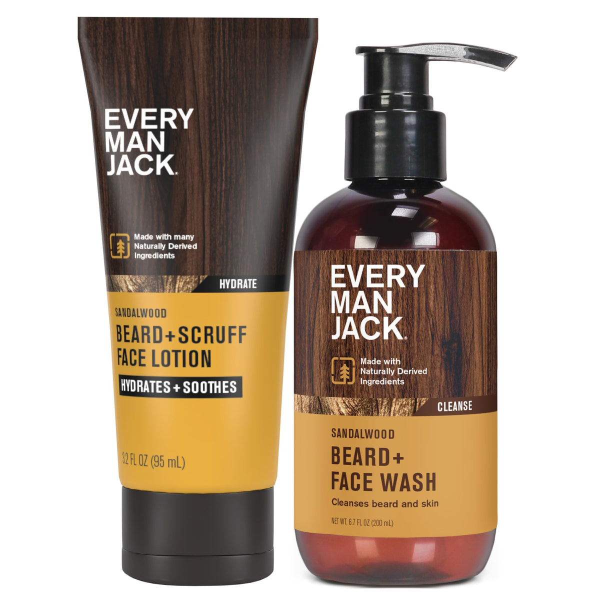 Every Man Jack front packaging showing sandalwood set benefits