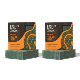 Every Man Jack front packaging showing Yosemite Falls scent and pack benefit