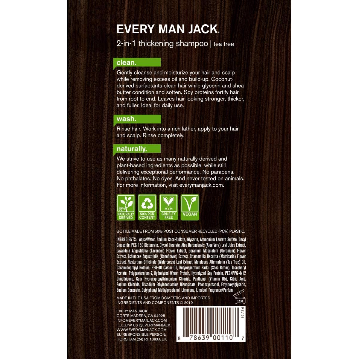 Every Man Jack 2-in-1 being applied in shower delivering convenient cleanse and condition