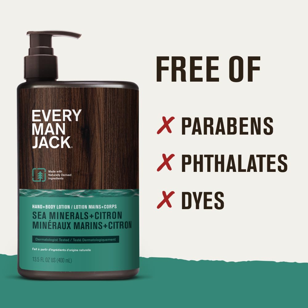 Every Man Jack ingredient label closeup highlighting dermatologist-tested formulation