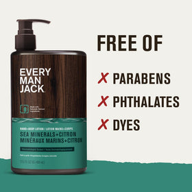 Every Man Jack ingredient label closeup highlighting dermatologist-tested formulation
