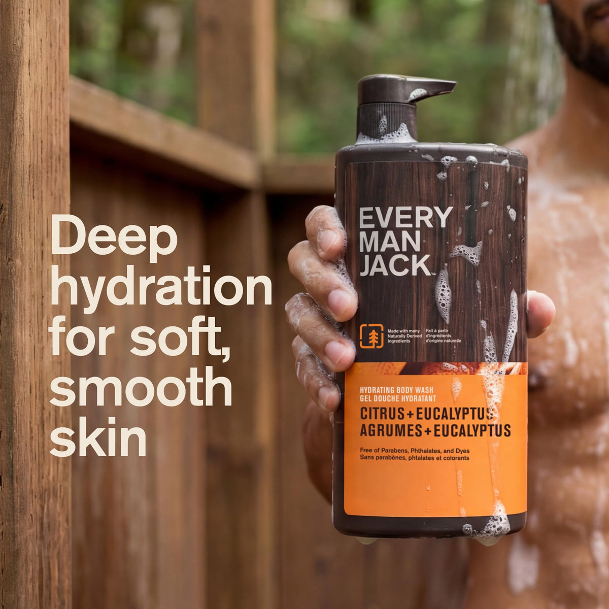 Every Man Jack ingredient label highlighting naturally derived components