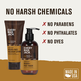 Every Man Jack lotion being applied to scruff to reduce itch