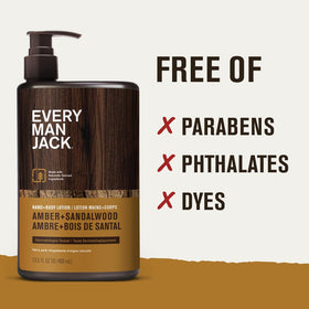 Every Man Jack lotion rubbed into arm demonstrating quick absorption