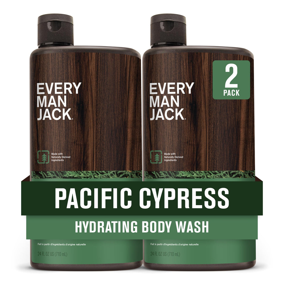 Every Man Jack front packaging showing two 24oz bottles and clear branding