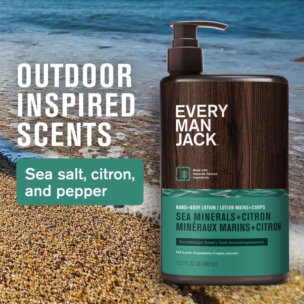 Every Man Jack pump action dispensing lotion for easy, mess-free application