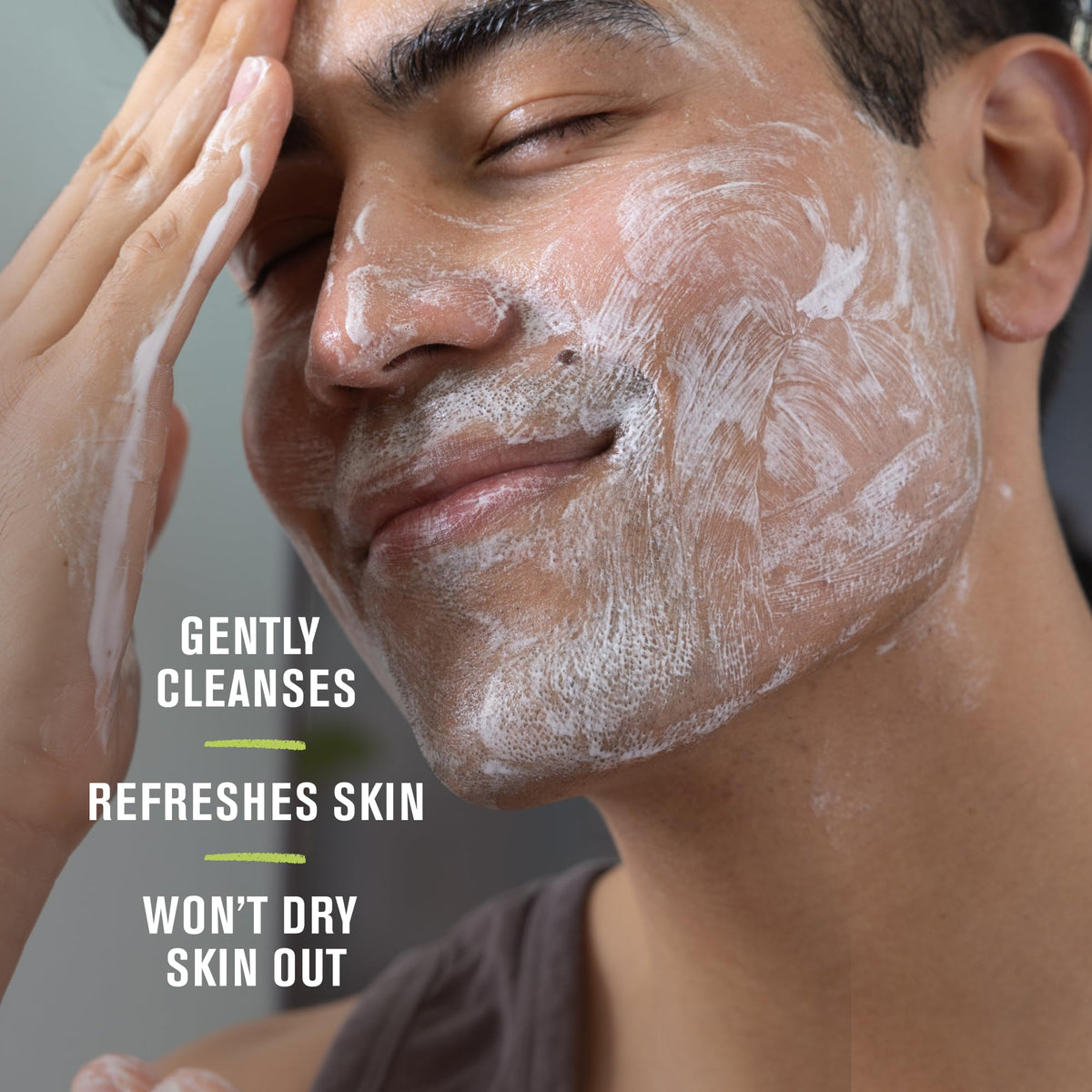 Every Man Jack pump dispensing cleanser for easy one-handed use