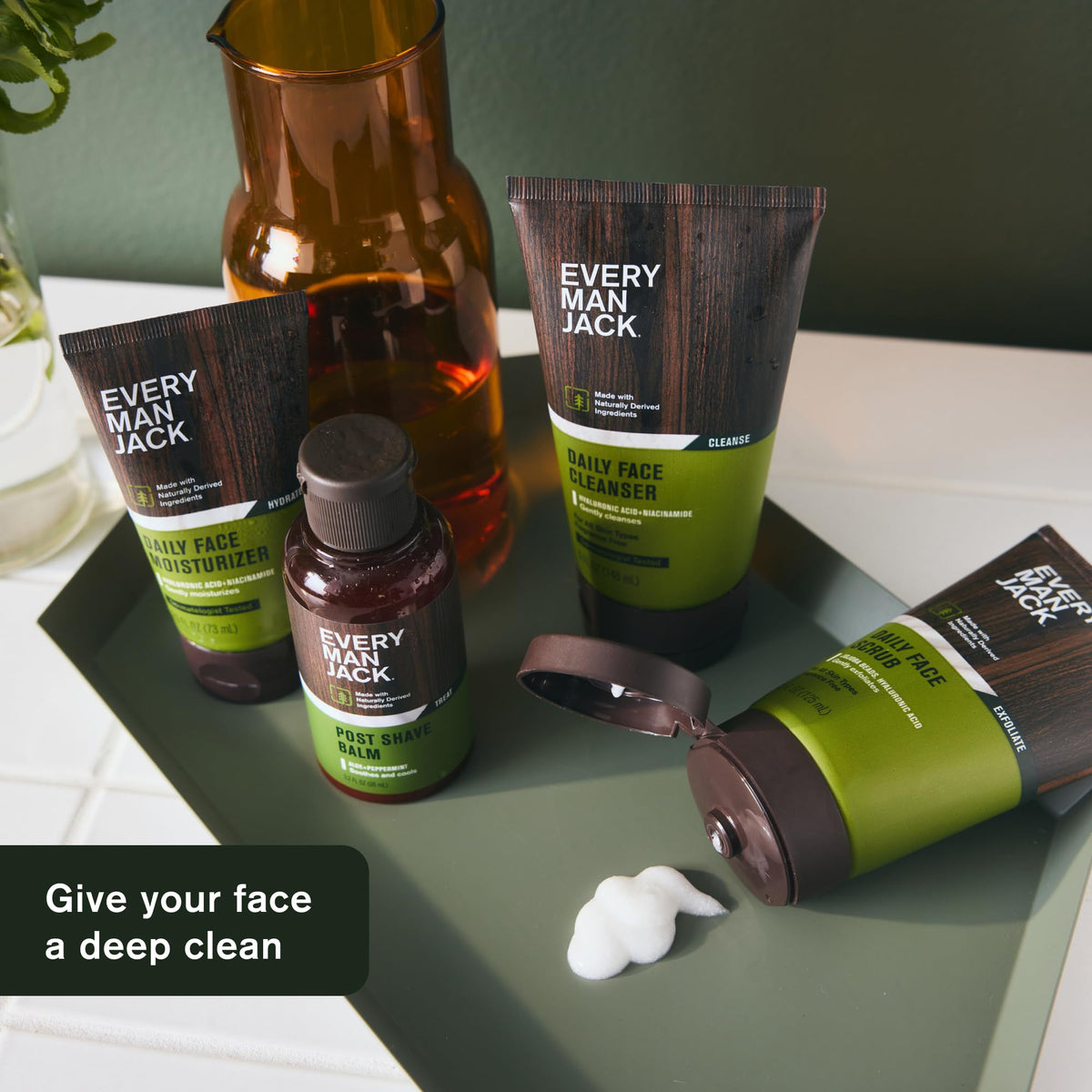 Every Man Jack cream dispensed to show gentle exfoliant and easy use