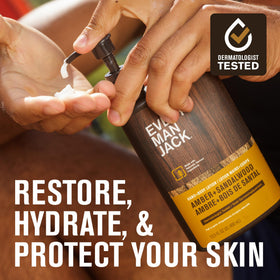 Every Man Jack pump top dispensing lotion for easy daily application