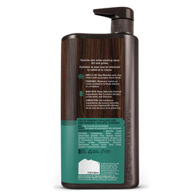 Every Man Jack recyclable bottle next to sustainability badges emphasizing eco choices