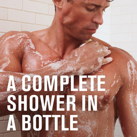 Every Man Jack bottle in shower setting highlighting convenient single-product routine