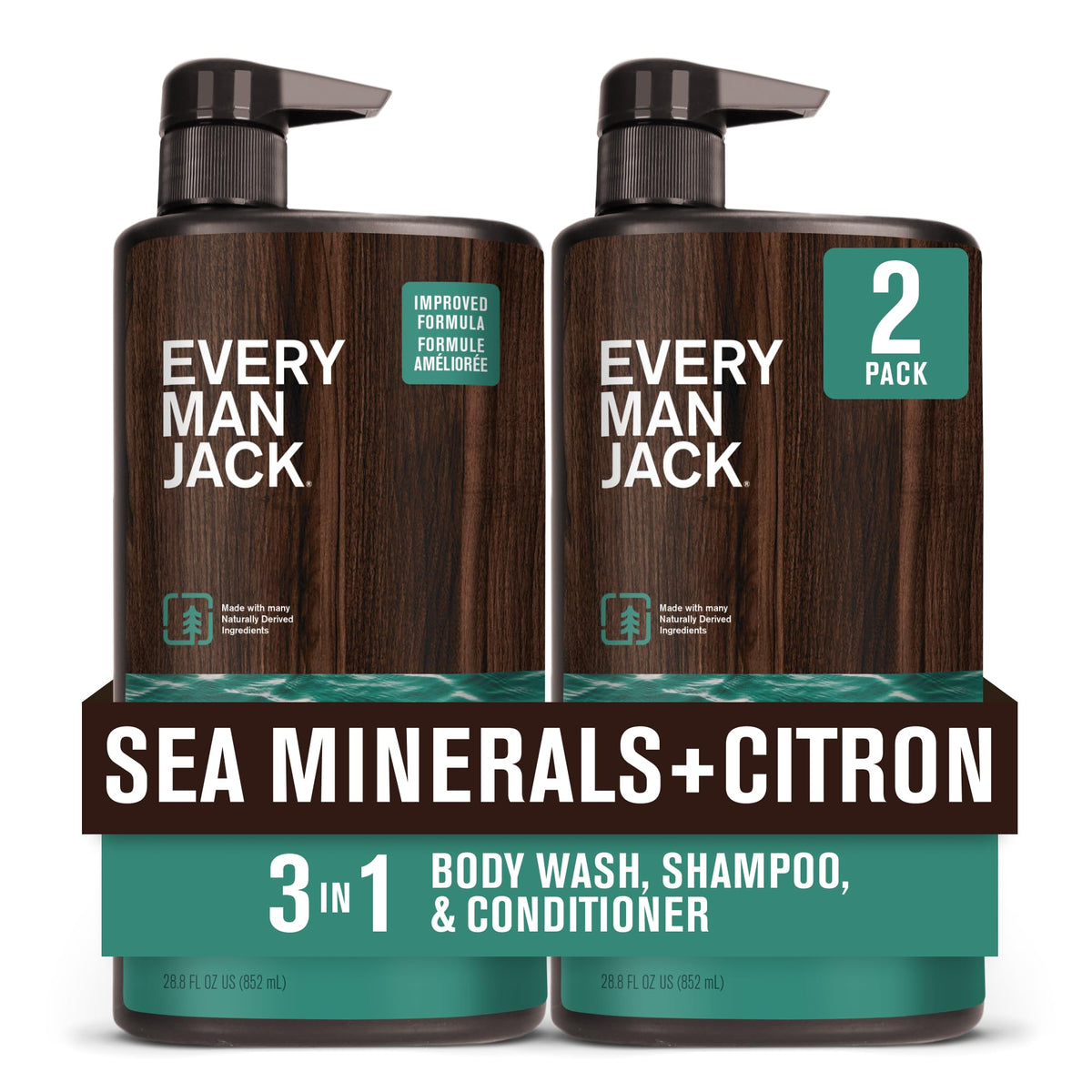 Every Man Jack bottle front packaging showing coastal scent and size for easy choice