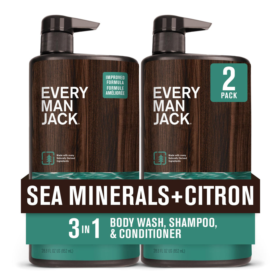 Every Man Jack bottle front packaging showing coastal scent and size for easy choice
