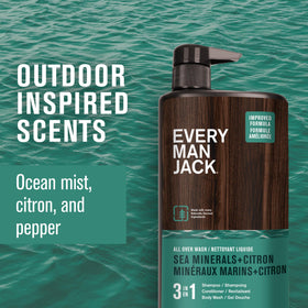 Every Man Jack foam pouring from bottle showing lightweight lather for quick rinse