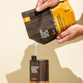 Every Man Jack creamy foam texture close-up demonstrating gentle hydration