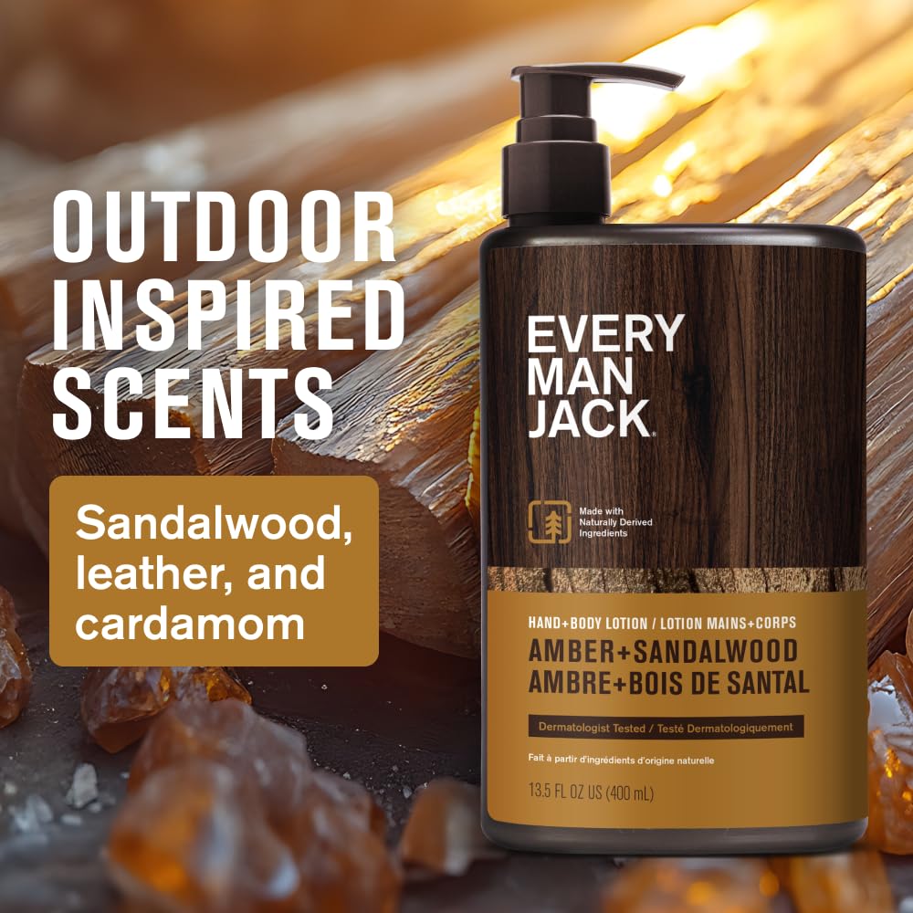 Every Man Jack lotion texture on hand illustrating lightweight absorbency
