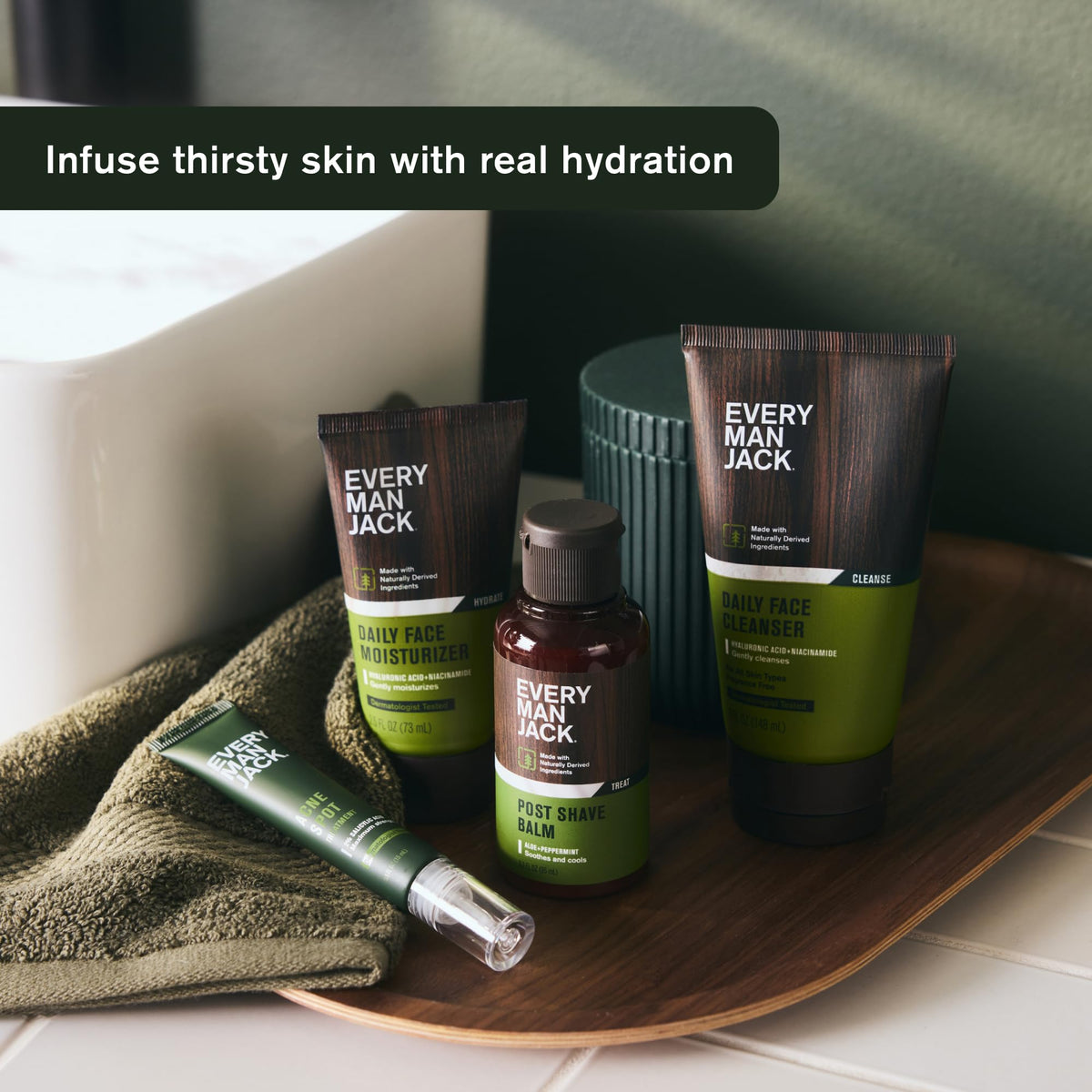 Every Man Jack moisturizer texture swipe demonstrating lightweight hydration