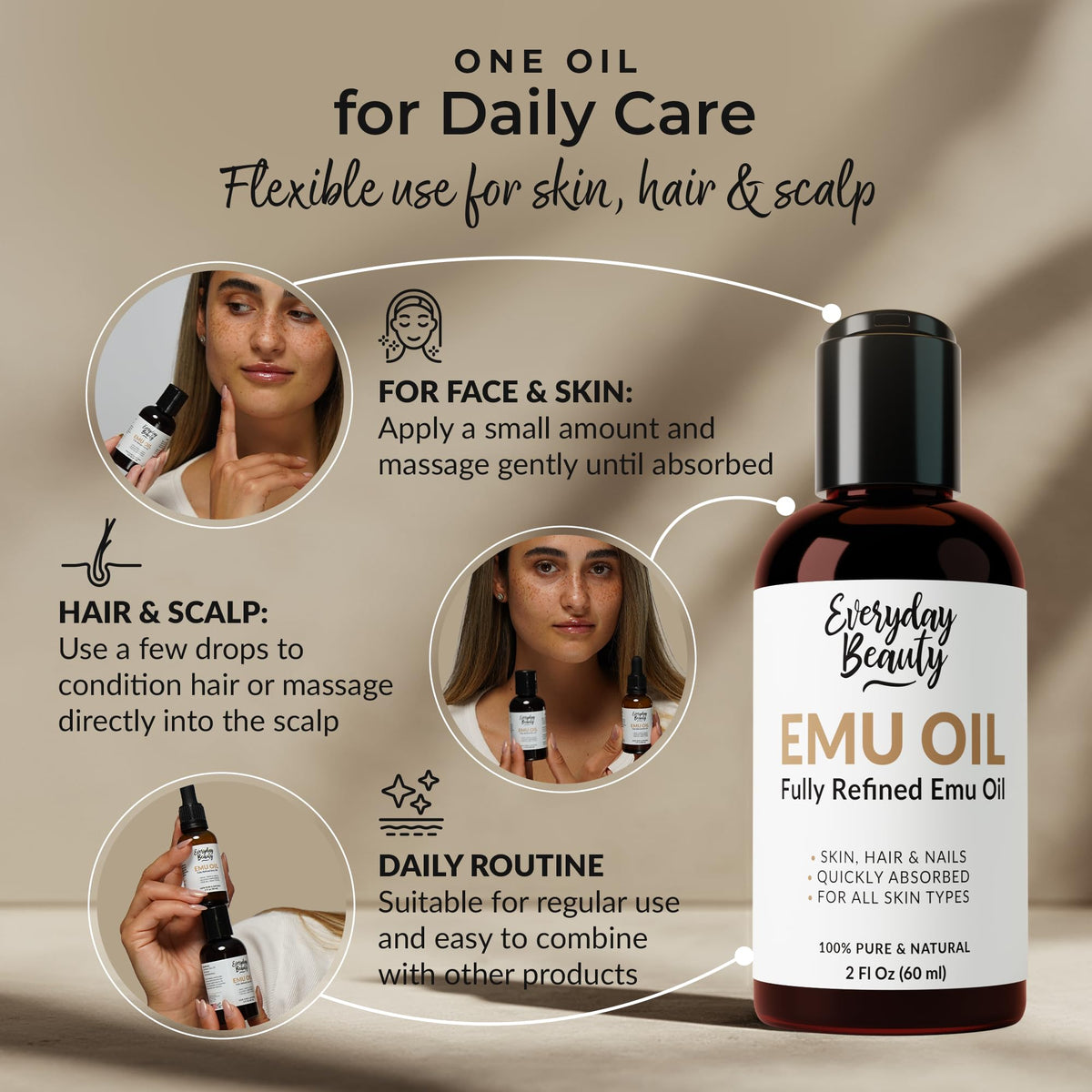 Everyday Beauty being massaged into scalp to improve comfort and hydration