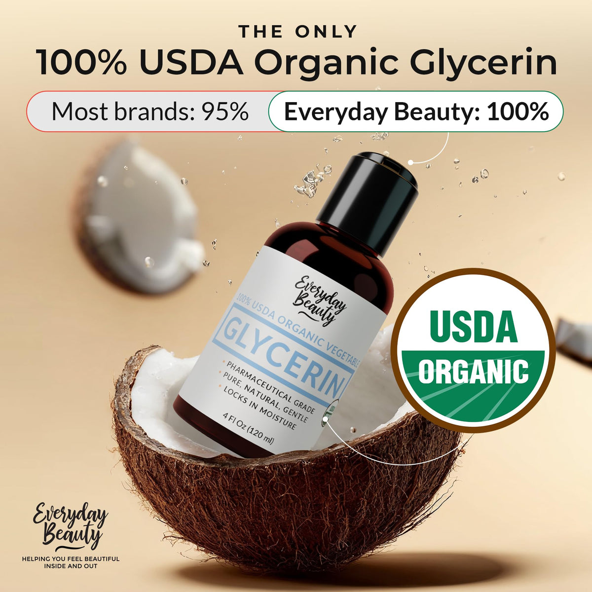 Everyday Beauty pouring glycerin texture close-up showing smooth viscous consistency benefit hydration