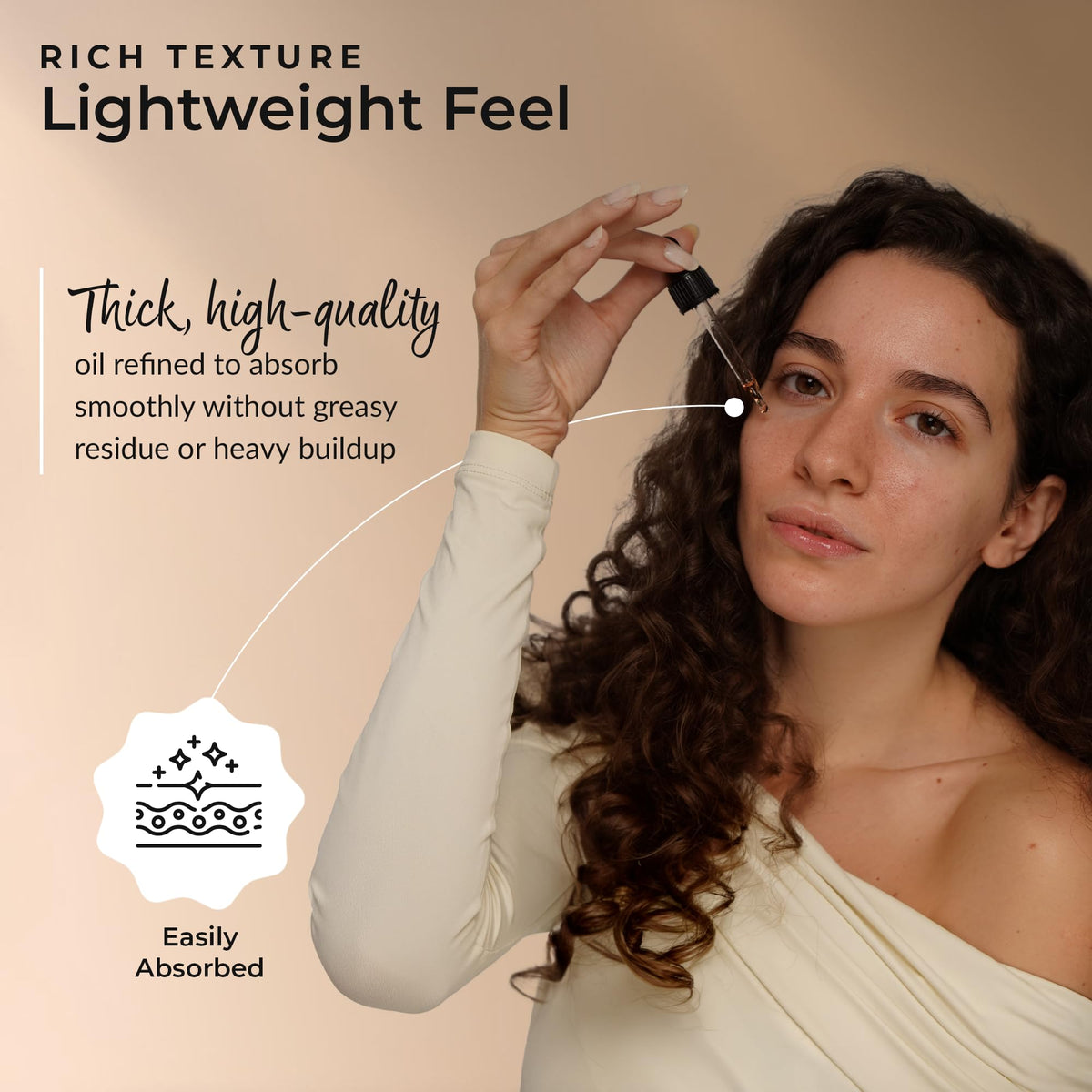 Applying Everyday Beauty Vitamin E oil as an overnight hair mask to boost shine