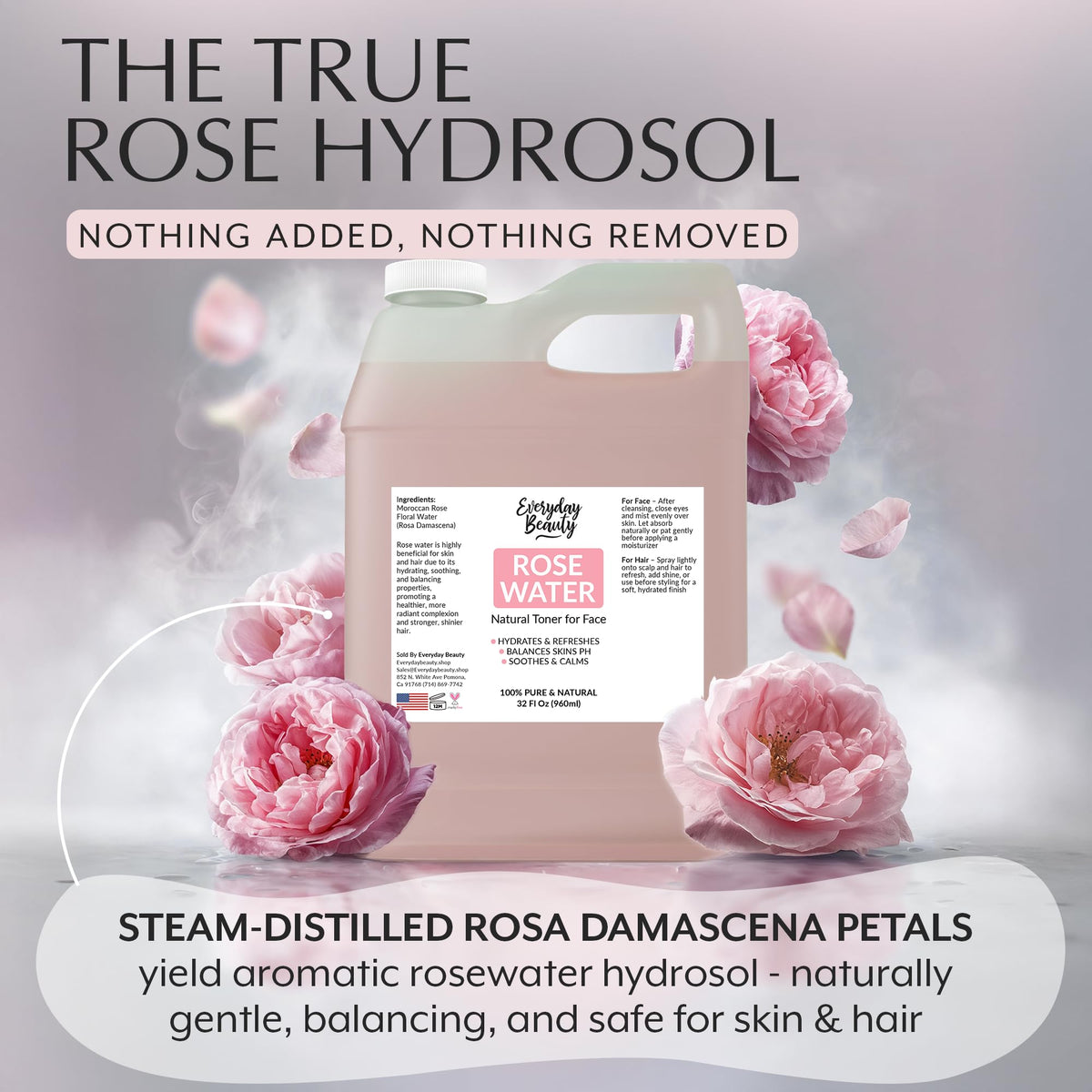 Everyday Beauty rose water mist refreshing hair and taming frizz
