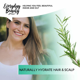 Everyday Beauty rosemary hydrosol styled on bathroom shelf showing everyday routine benefit