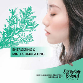 Everyday Beauty rosemary hydrosol poured into palm to show lightweight water texture benefit