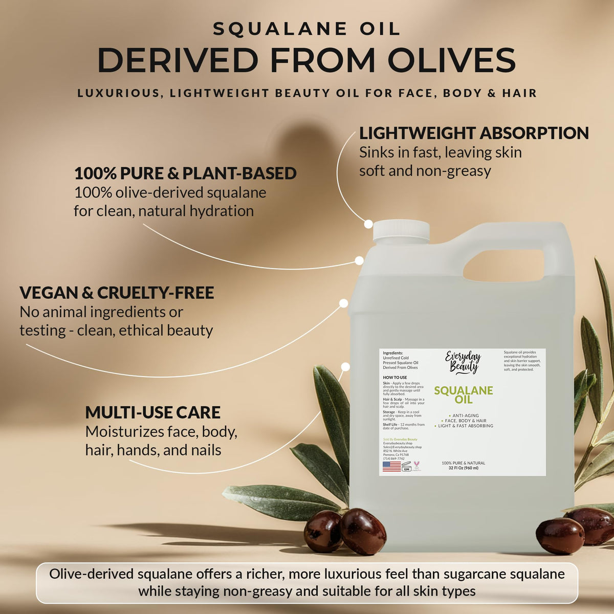 Everyday Beauty close-up of oil texture showcasing lightweight absorption benefit
